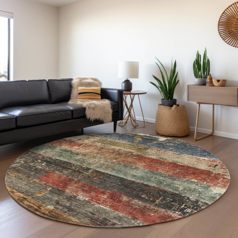 Indoor/Outdoor Nouveau Fern 8' x 8' Round Rug. Picture 5