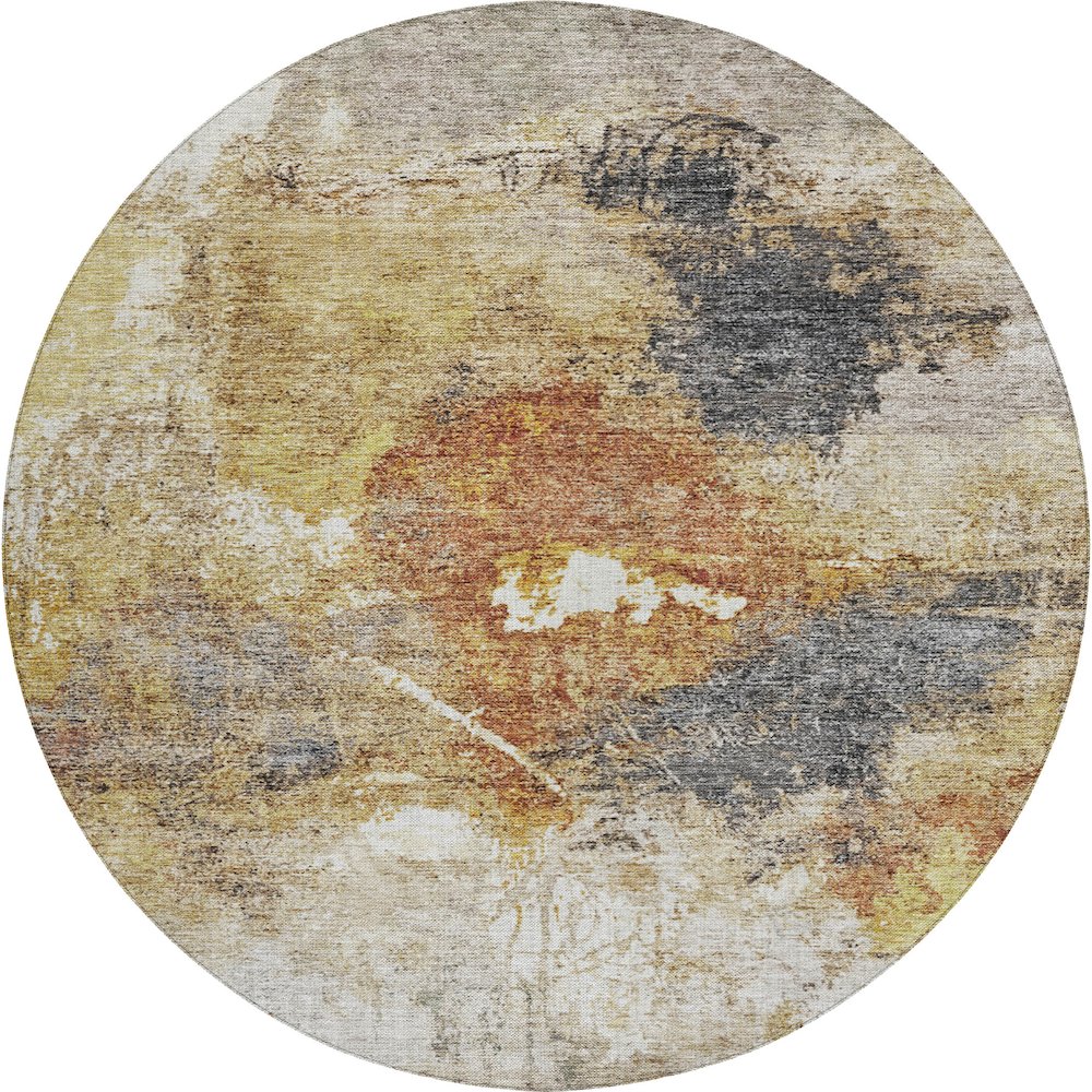 Indoor/Outdoor Nouveau Taupe 8' x 8' Round Rug. Picture 1
