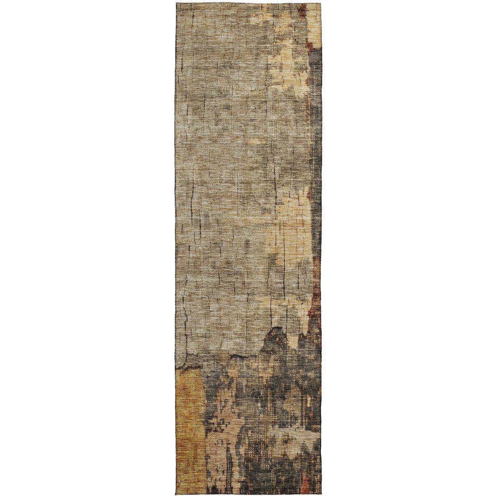Indoor/Outdoor Nouveau Khaki 2'3" x 7'6" Runner Rug. Picture 1