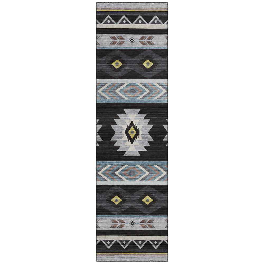Indoor/Outdoor Sonora ASO33 Midnight Washable 2'3" x 7'6" Runner Rug. Picture 1