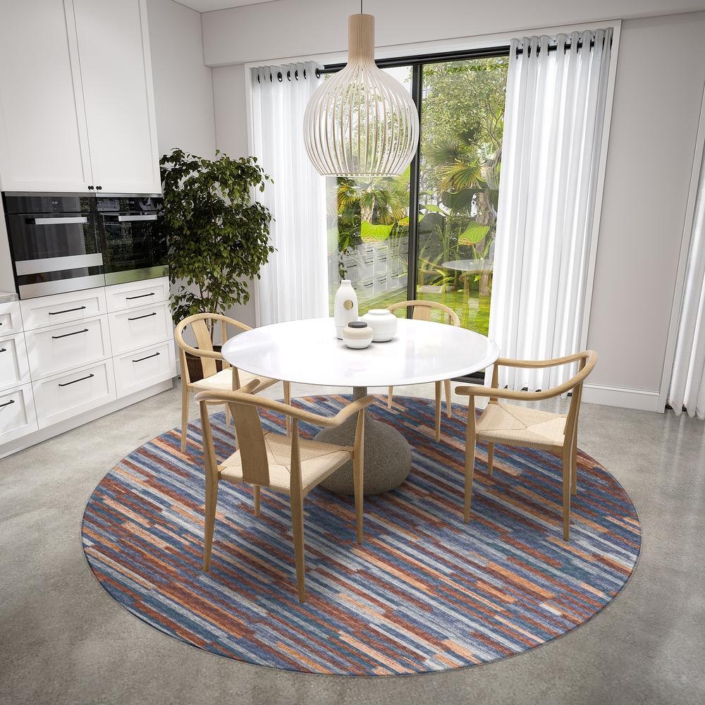 Yuma Landscape Transitional Striped 8' x 8' Area Rug Landscape AYU38. Picture 1