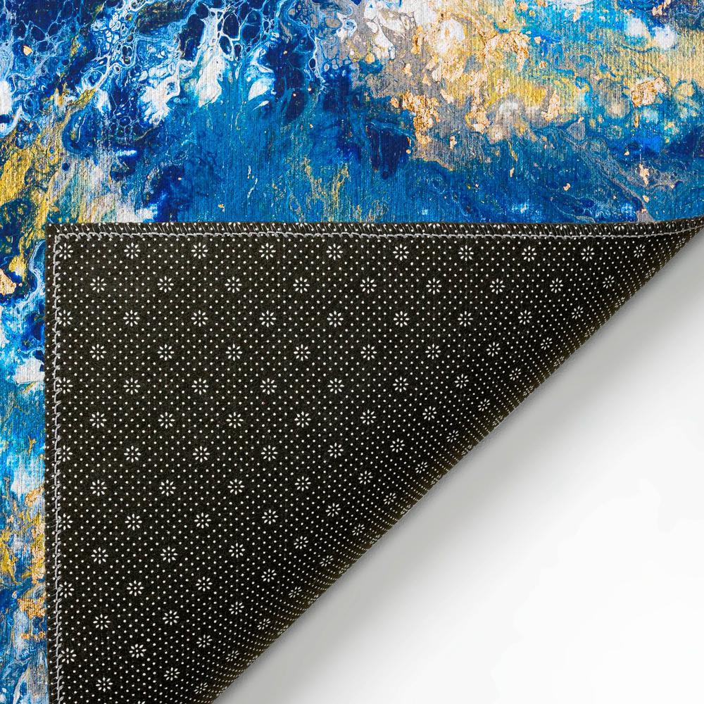Karina Blue Modern Abstract 1'8" x 2'6" Accent Rug Blue AKC47. Picture 4