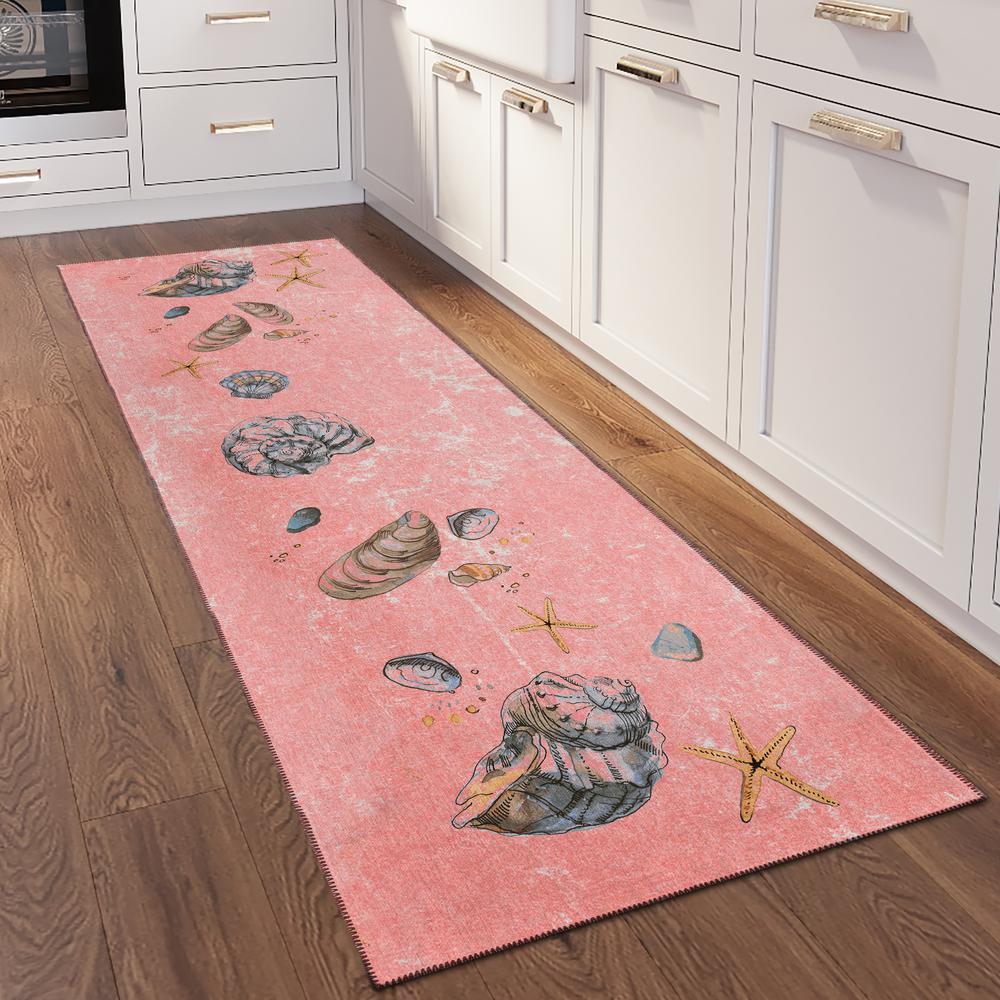 Indoor/Outdoor Surfside ASR39 Peach Washable 2'3" x 7'6" Runner Rug. Picture 2