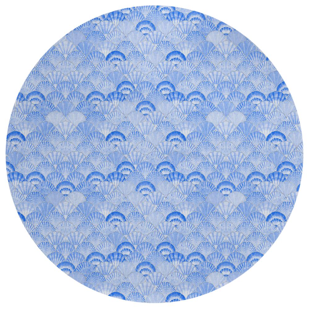 Indoor/Outdoor Surfside ASR32 Blue Washable 8' x 8' Round Rug. Picture 1