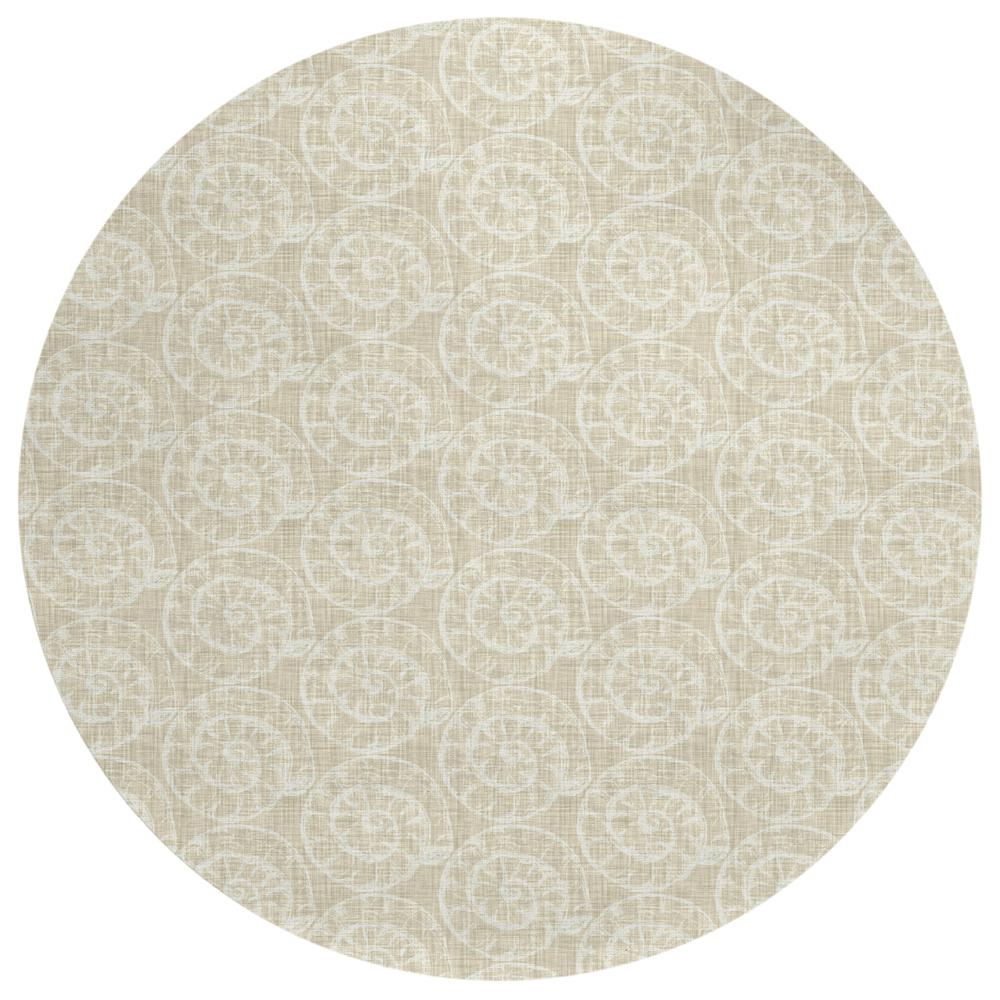 Indoor/Outdoor Surfside ASR41 Beige Washable 8' x 8' Round Rug. Picture 1