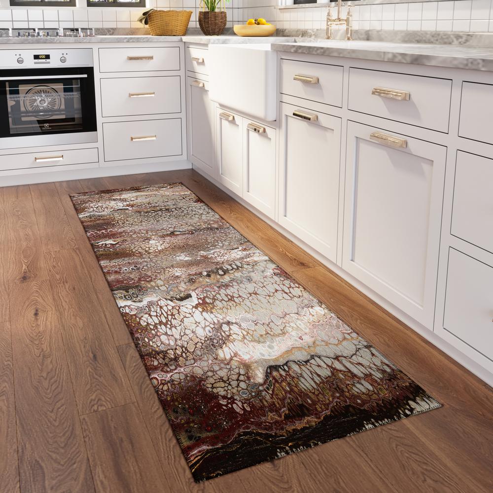 Karina Riverbed Modern Abstract 2'3" x 7'6" Runner Rug Riverbed AKC45. Picture 1