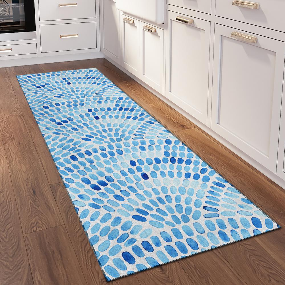 Indoor/Outdoor Surfside ASR37 Blue Washable 2'3" x 7'6" Runner Rug. Picture 2