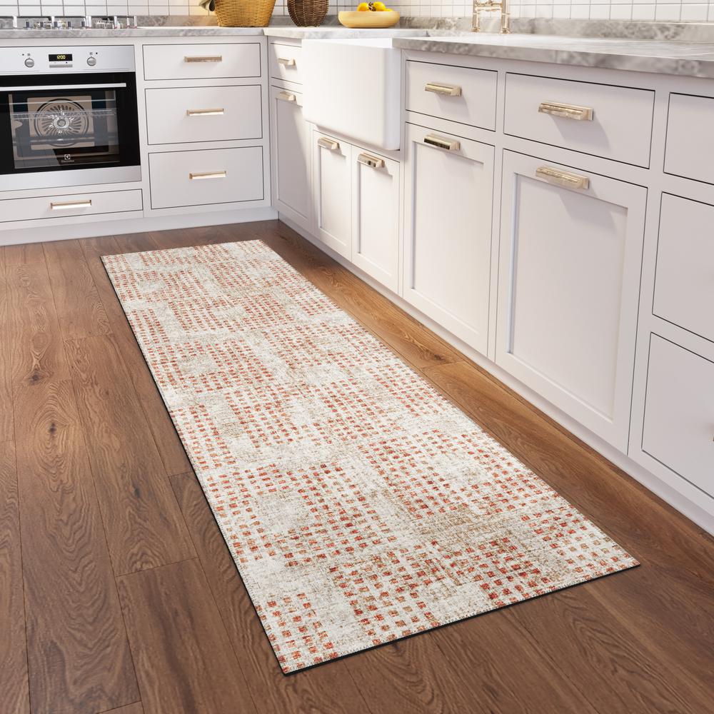 Eleanor Spice Contemporary Geometric 2'3" x 7'6" Runner Rug Spice AER31. Picture 1