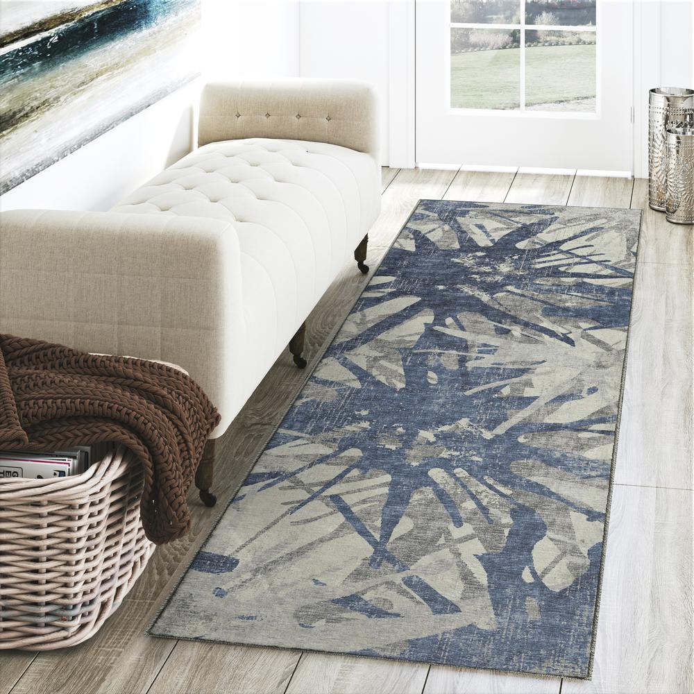 Brisbane BR6 Cobalt 2'3" x 7'6" Runner Rug. Picture 2