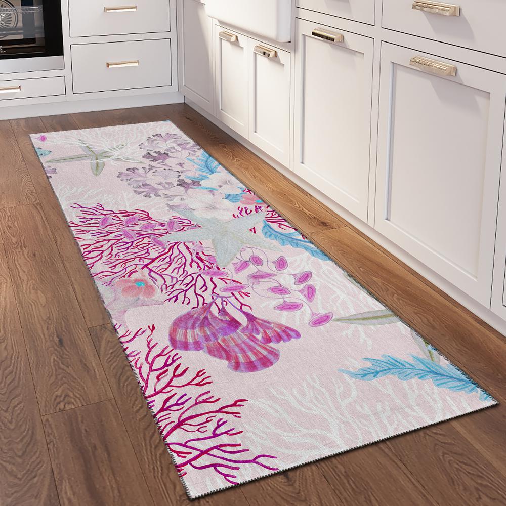 Indoor/Outdoor Surfside ASR31 Raspberry Washable 2'3" x 7'6" Runner Rug. Picture 2