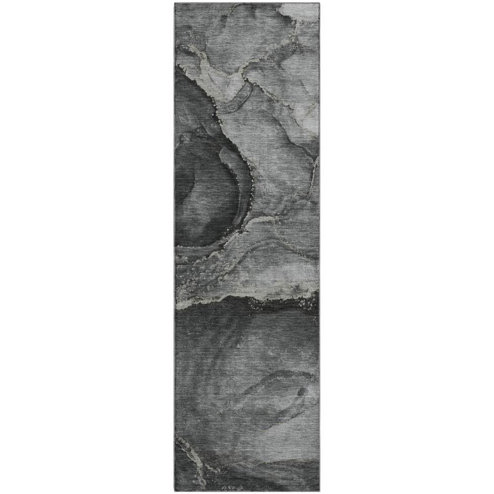 Luxury Washable Odyssey OY14 Charcoal 2'3" x 7'6" Rug. Picture 1