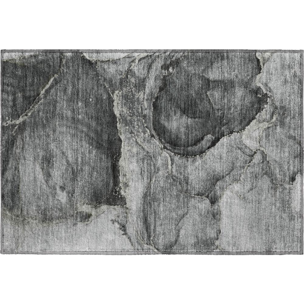 Luxury Washable Odyssey OY14 Charcoal 1'8" x 2'6" Rug. Picture 1