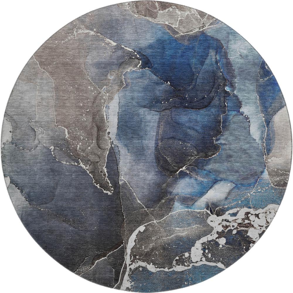 Luxury Washable Odyssey OY3 Blue 8' x 8' Rug. Picture 1
