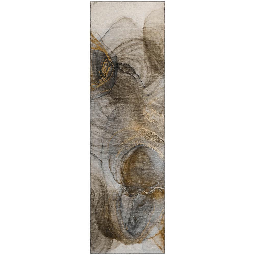 Luxury Washable Odyssey OY9 Beige 2'3" x 7'6" Rug. Picture 1