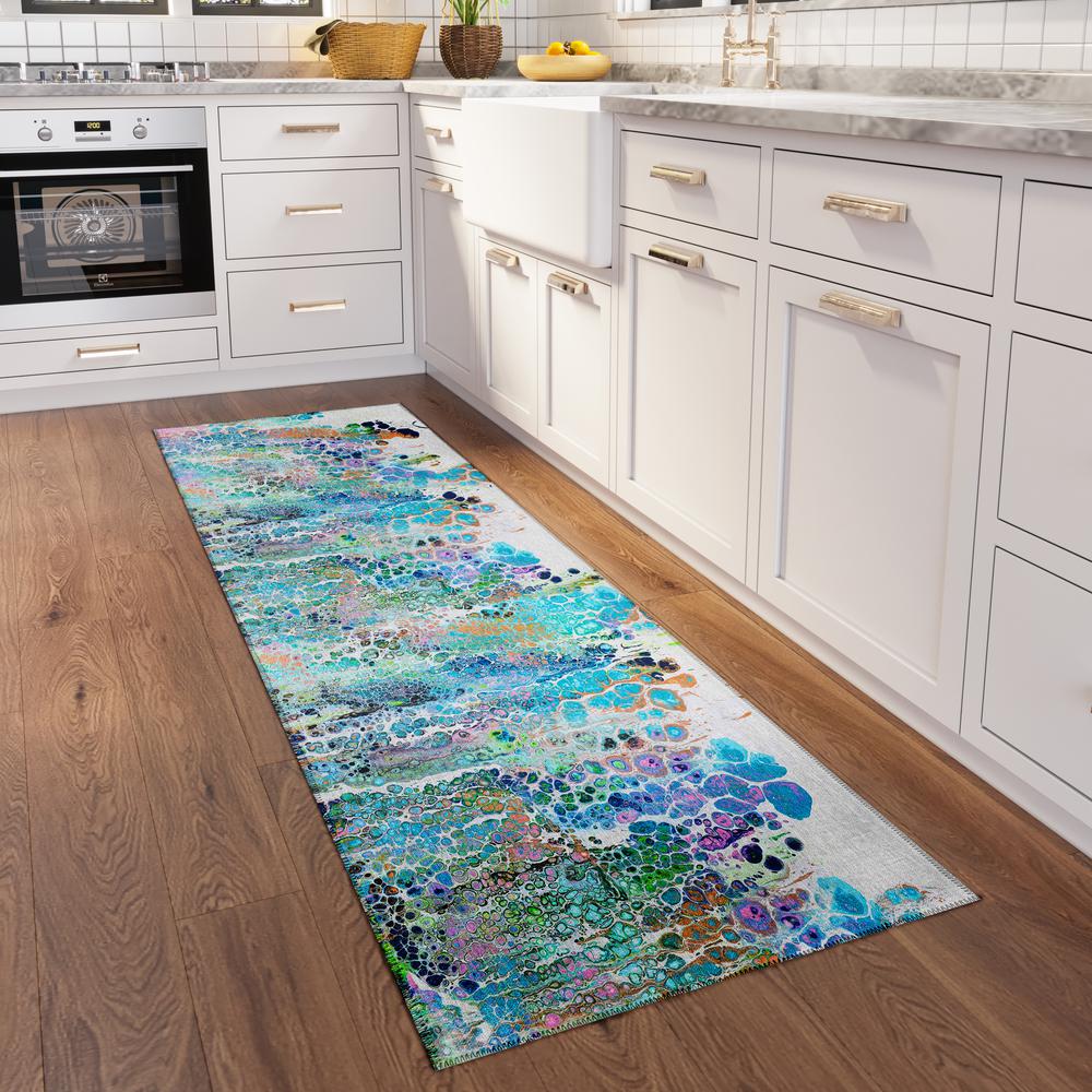 Karina Mermaid Modern Abstract 2'3" x 7'6" Runner Rug Mermaid AKC50. Picture 1