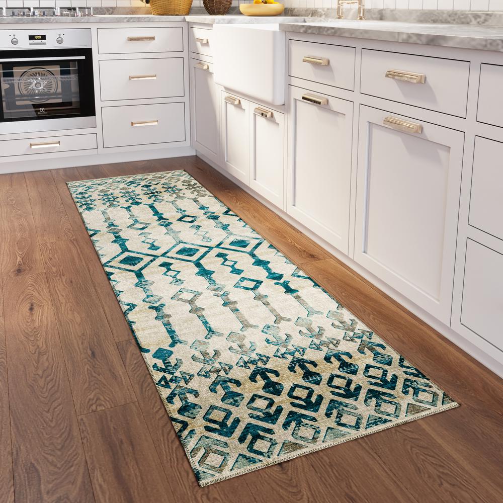 Bravado Ivory Transitional Aztec/Incan 2'3" x 7'6" Runner Rug Ivory ABV38. Picture 1