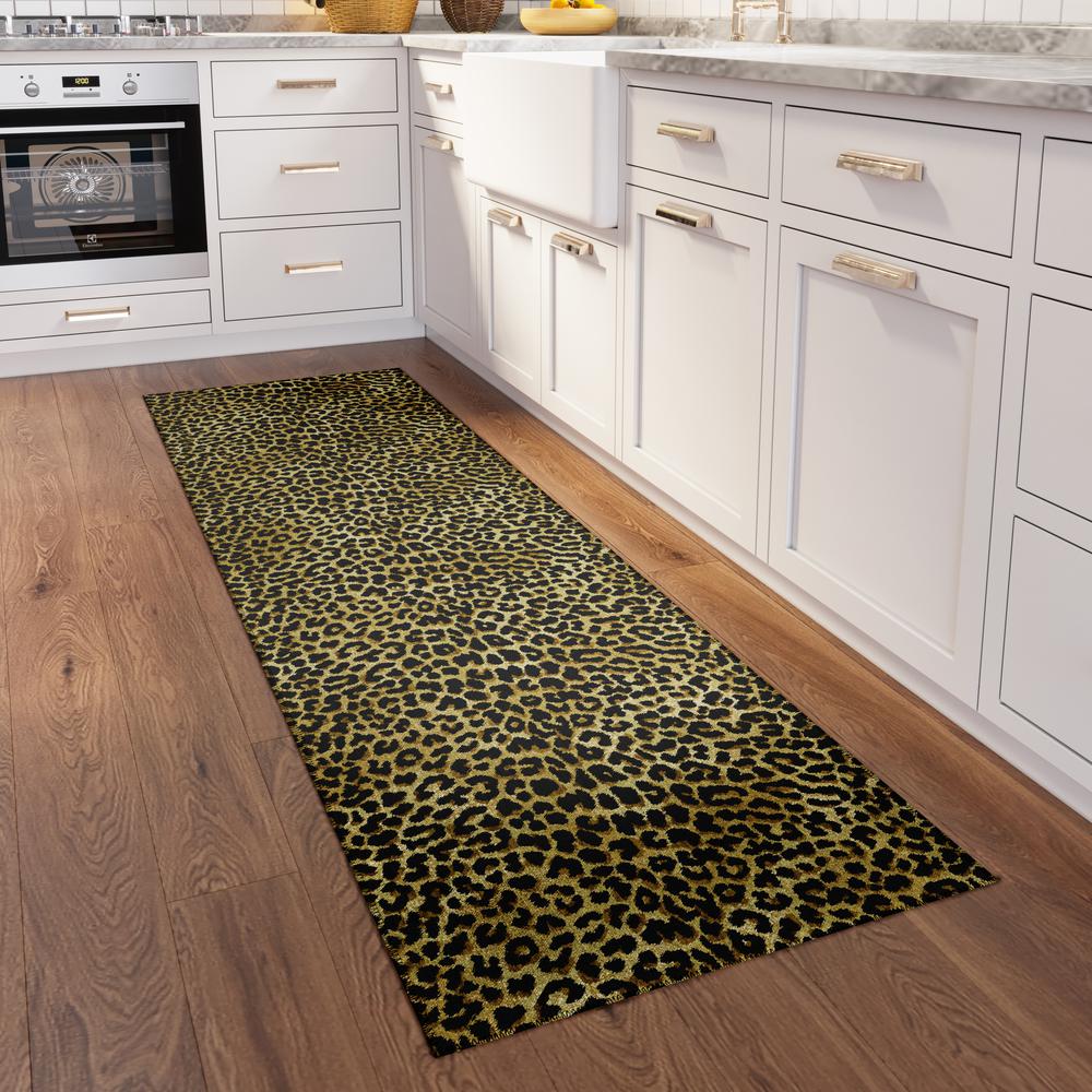 Safari Gilded Animal Animal Print 2'3" x 7'6" Runner Rug Gilded ASF32. Picture 1