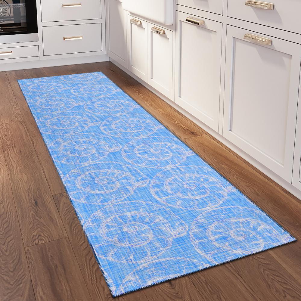 Indoor/Outdoor Surfside ASR41 Blue Washable 2'3" x 7'6" Runner Rug. Picture 2