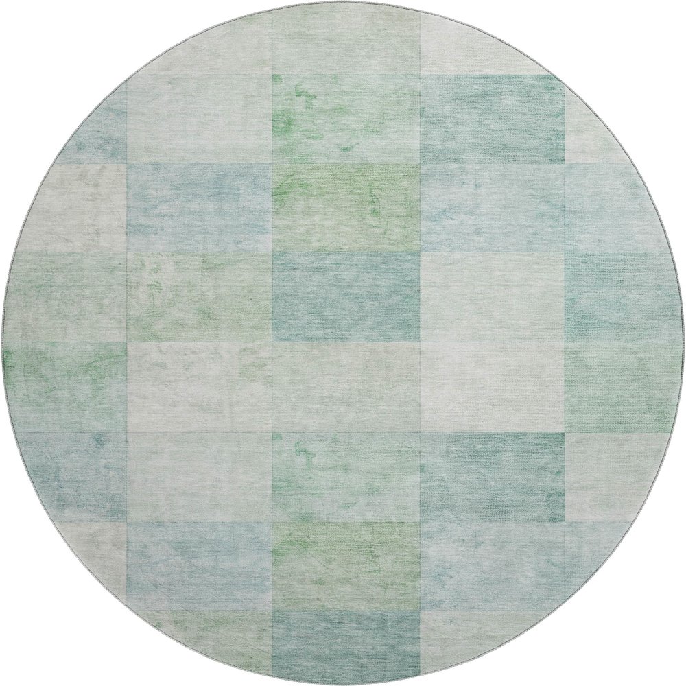 Machine Washable Indoor/Outdoor Pacifica Seafoam 8' x 8' Round Rug. Picture 1