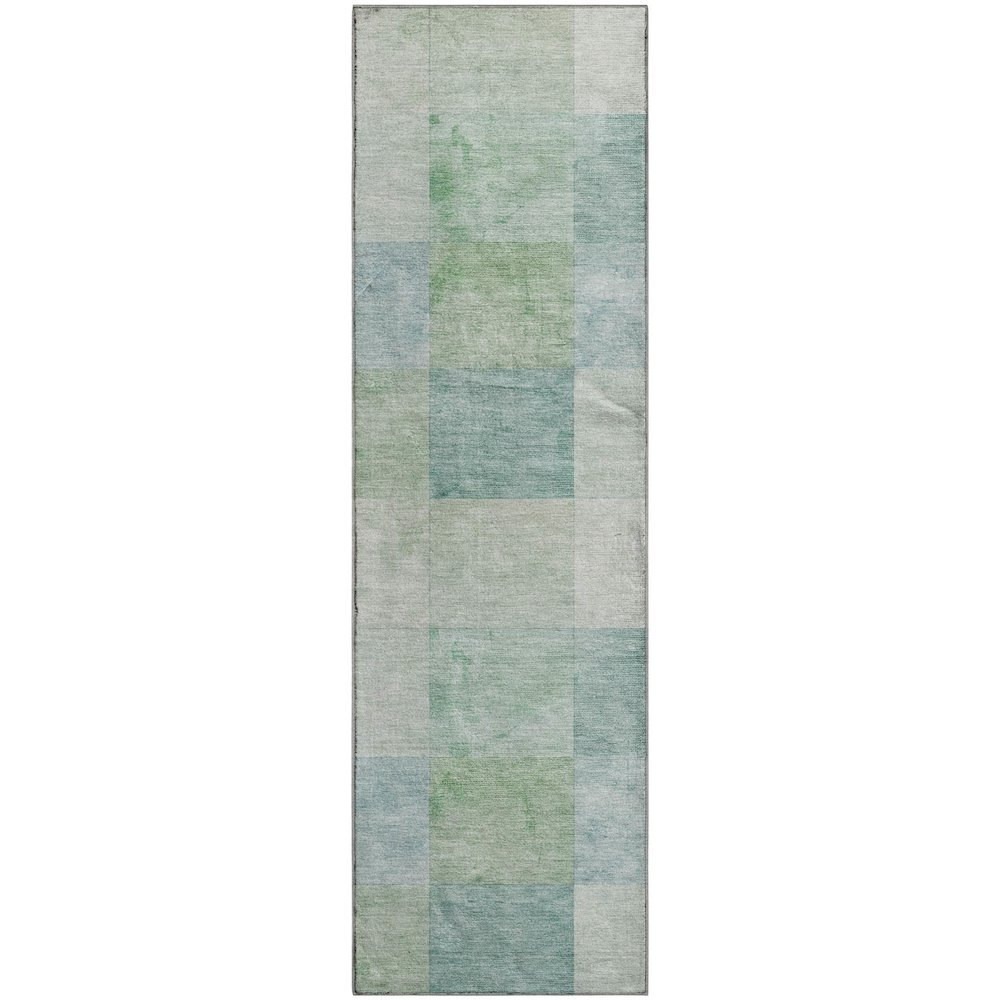 Machine Washable Indoor/Outdoor Pacifica Seafoam 2'3" x 7'6" Runner Rug. Picture 1