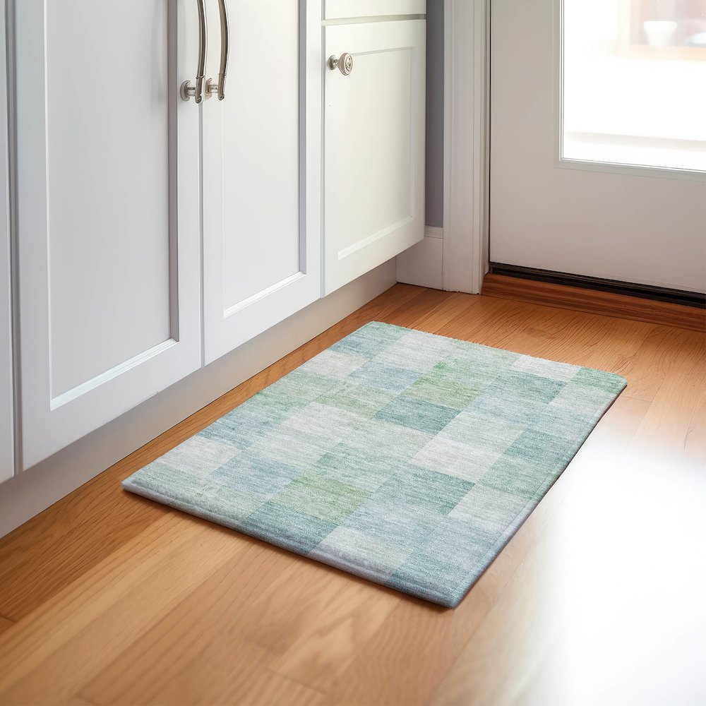 Machine Washable Indoor/Outdoor Pacifica Seafoam 1'8" x 2'6" Rug. Picture 5