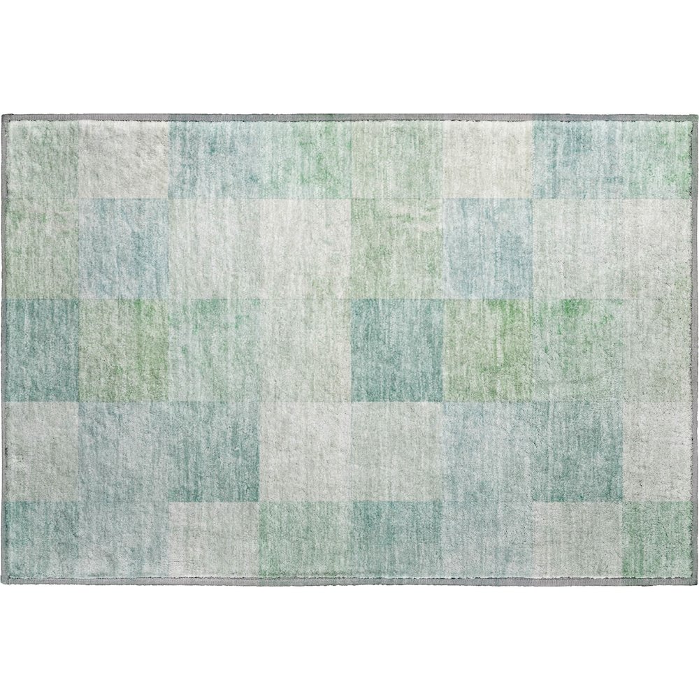 Machine Washable Indoor/Outdoor Pacifica Seafoam 1'8" x 2'6" Rug. Picture 1