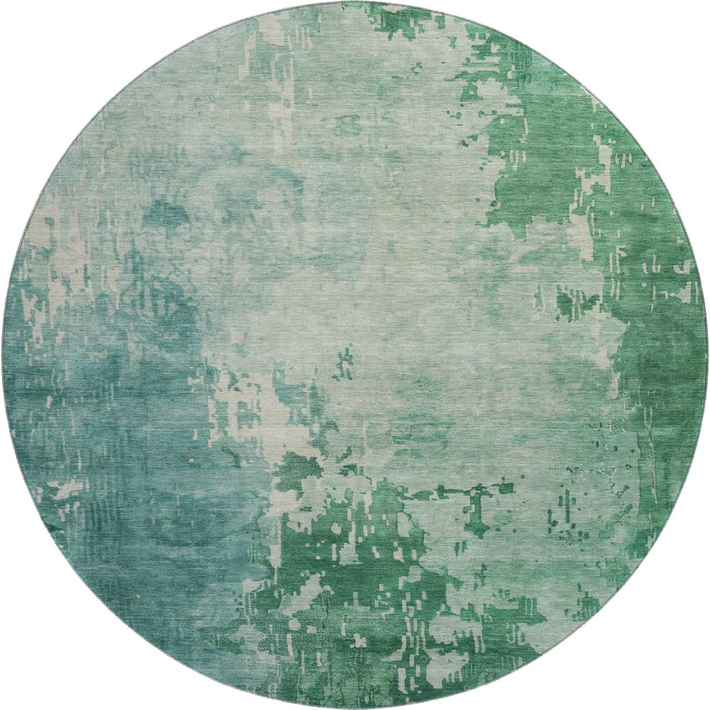 Machine Washable Indoor/Outdoor Pacifica Emerald 8' x 8' Round Rug. Picture 1