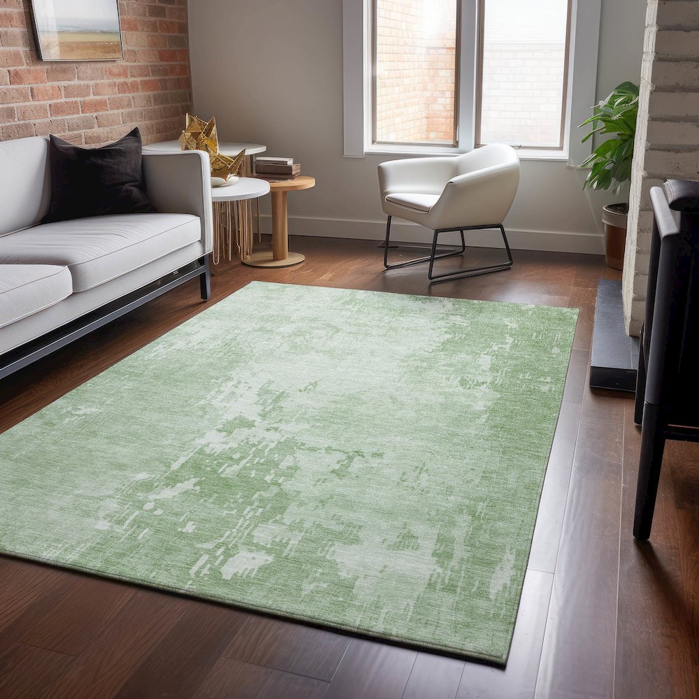 Machine Washable Indoor/Outdoor Pacifica Mint 2'6" x 3'10" Rug. Picture 5