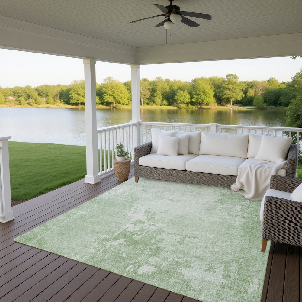 Machine Washable Indoor/Outdoor Pacifica Mint 2'6" x 3'10" Rug. Picture 6