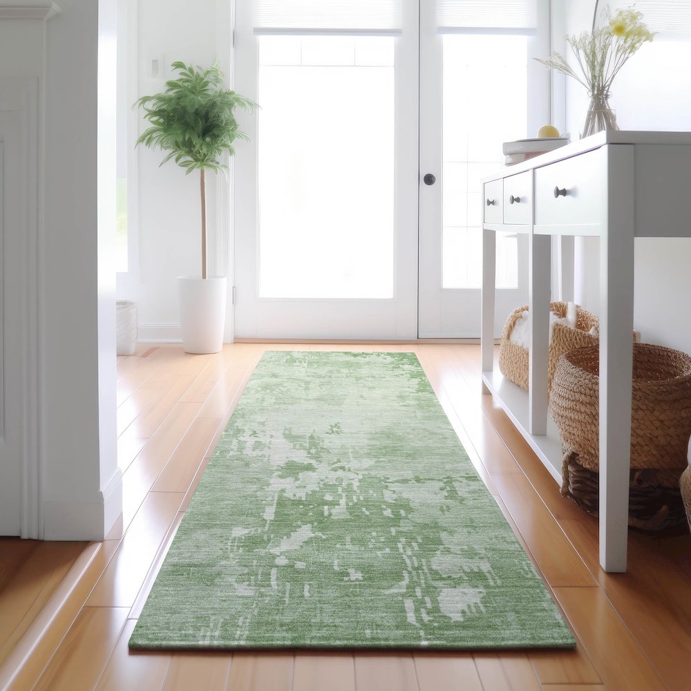 Machine Washable Indoor/Outdoor Pacifica Mint 2'3" x 7'6" Runner Rug. Picture 5