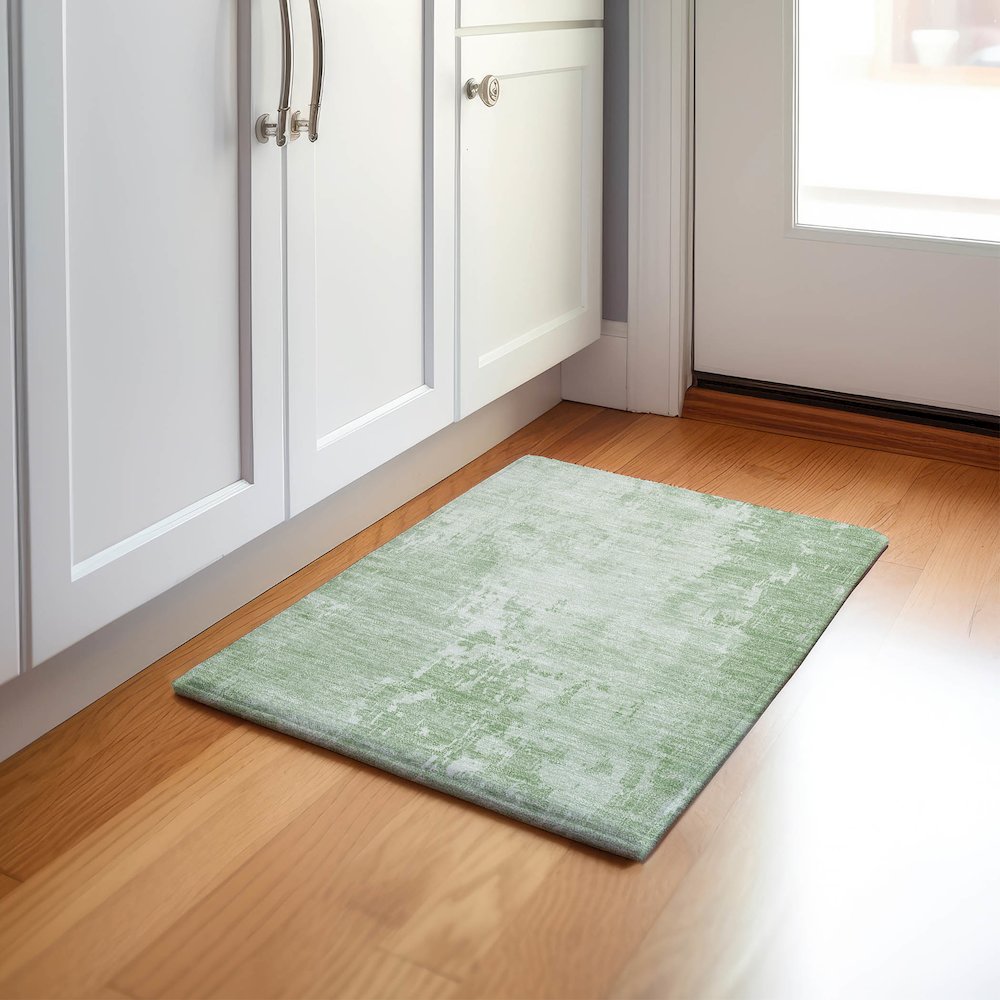 Machine Washable Indoor/Outdoor Pacifica Mint 1'8" x 2'6" Rug. Picture 5
