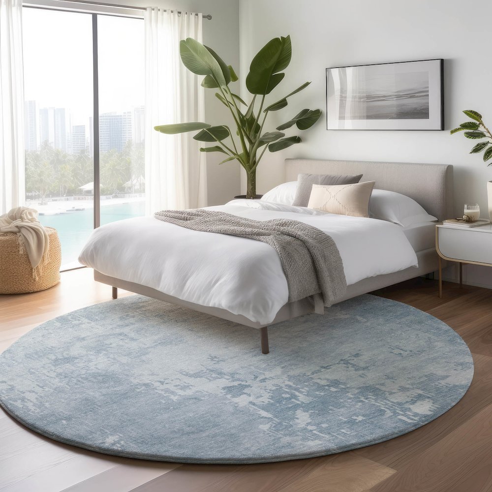 Machine Washable Indoor/Outdoor Pacifica Sky 8' x 8' Round Rug. Picture 5