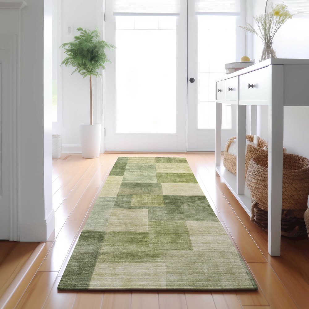 Machine Washable Indoor/Outdoor Pacifica Aloe 2'3" x 7'6" Runner Rug. Picture 5