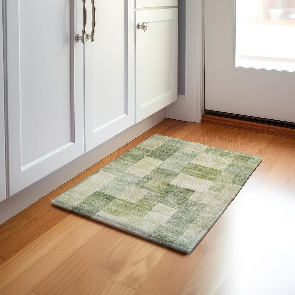 Machine Washable Indoor/Outdoor Pacifica Aloe 1'8" x 2'6" Rug. Picture 5