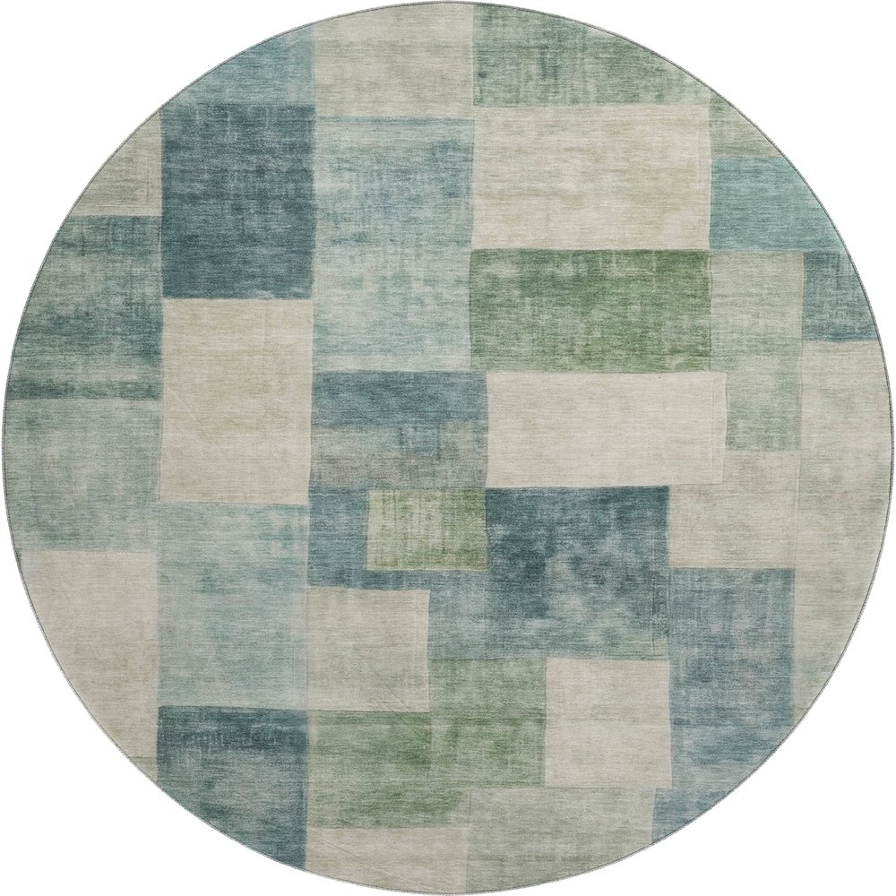 Machine Washable Indoor/Outdoor Pacifica Seafoam 8' x 8' Round Rug. Picture 1