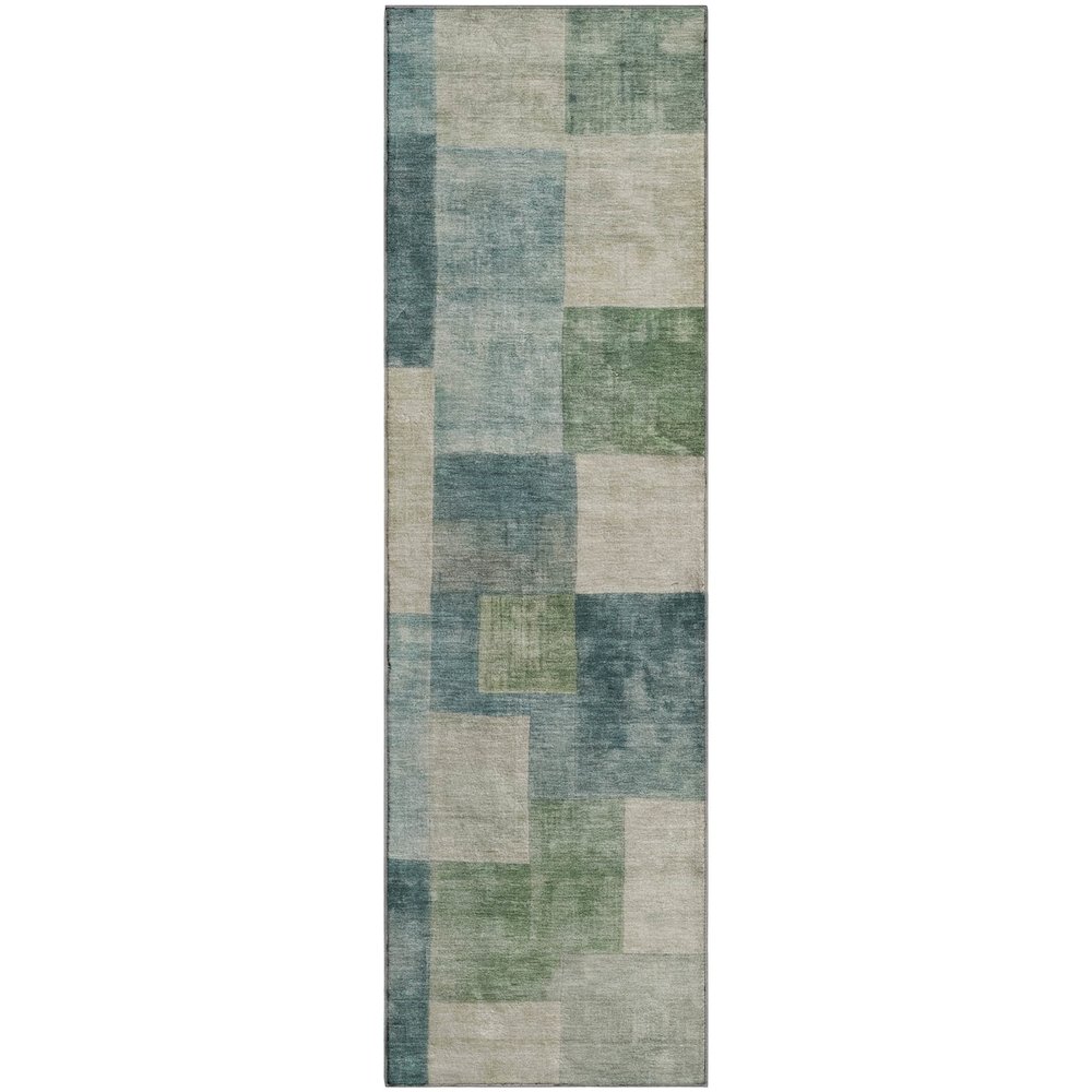 Machine Washable Indoor/Outdoor Pacifica Seafoam 2'3" x 7'6" Runner Rug. Picture 1