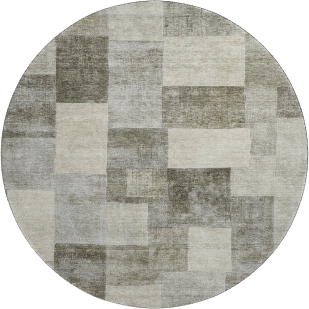 Machine Washable Indoor/Outdoor Pacifica Taupe 8' x 8' Round Rug. Picture 1