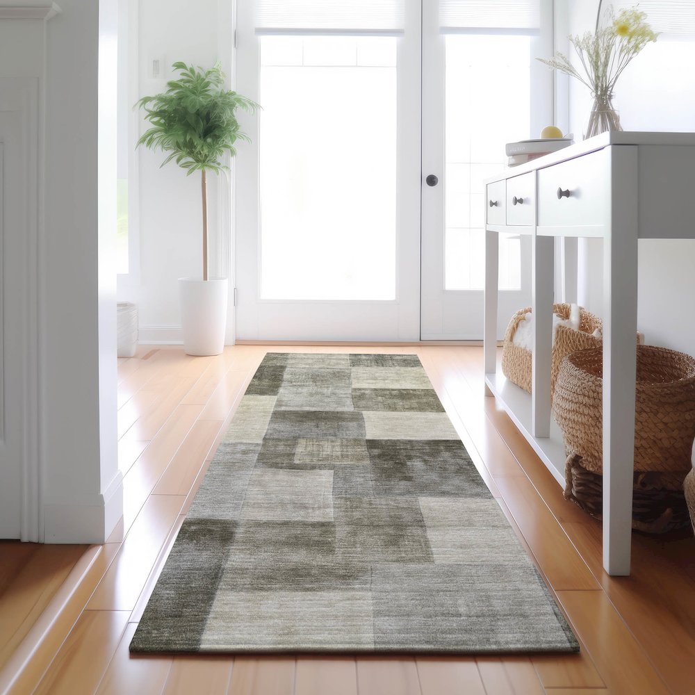 Machine Washable Indoor/Outdoor Pacifica Taupe 2'3" x 7'6" Runner Rug. Picture 5