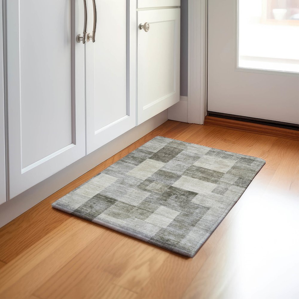 Machine Washable Indoor/Outdoor Pacifica Taupe 1'8" x 2'6" Rug. Picture 5