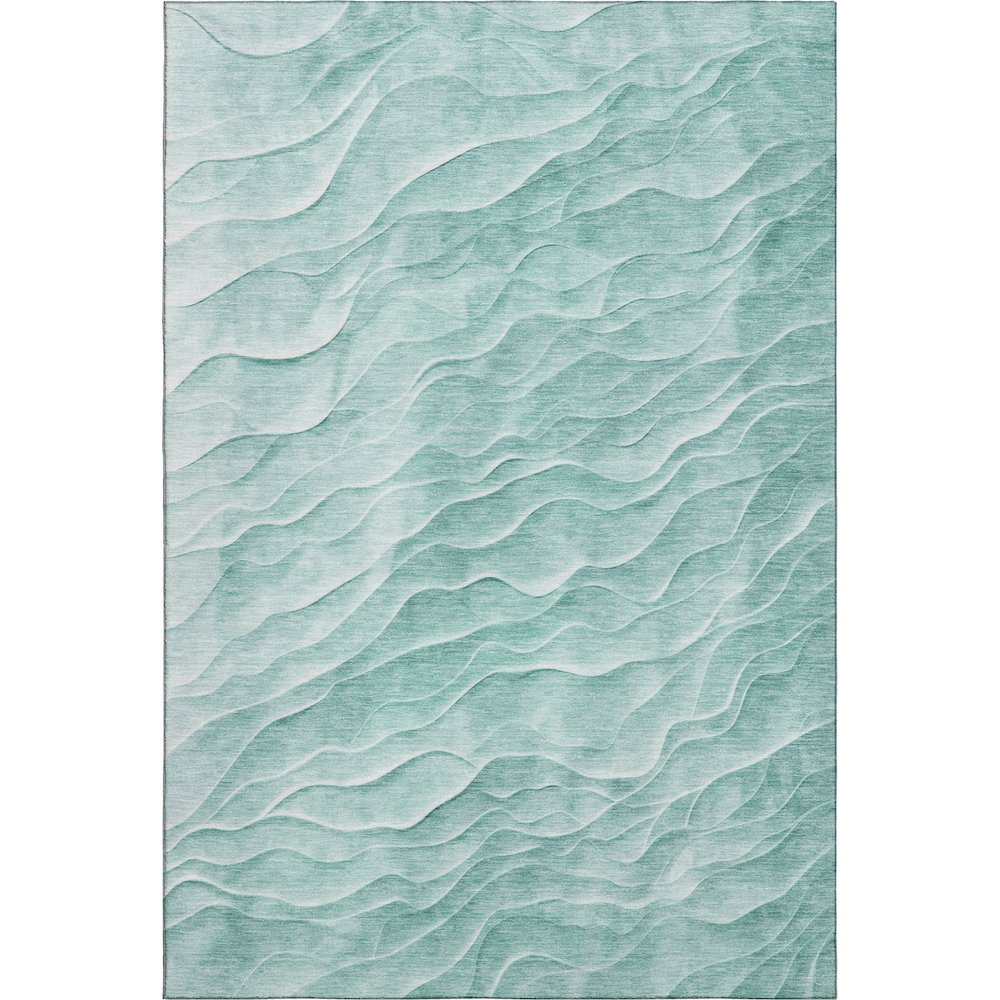 Machine Washable Indoor/Outdoor Pacifica Aqua 2'6" x 3'10" Rug. Picture 1