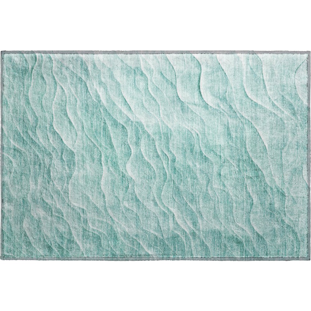 Machine Washable Indoor/Outdoor Pacifica Aqua 1'8" x 2'6" Rug. Picture 1