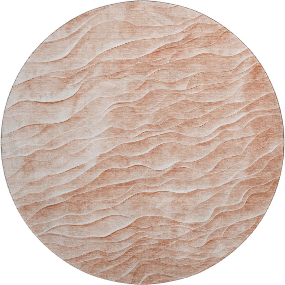 Machine Washable Indoor/Outdoor Pacifica Coral 8' x 8' Round Rug. Picture 1
