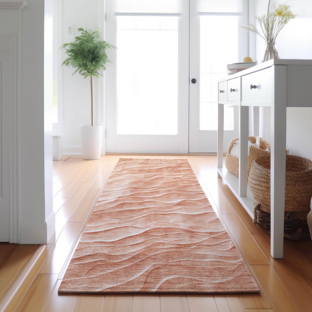Machine Washable Indoor/Outdoor Pacifica Coral 2'3" x 7'6" Runner Rug. Picture 5
