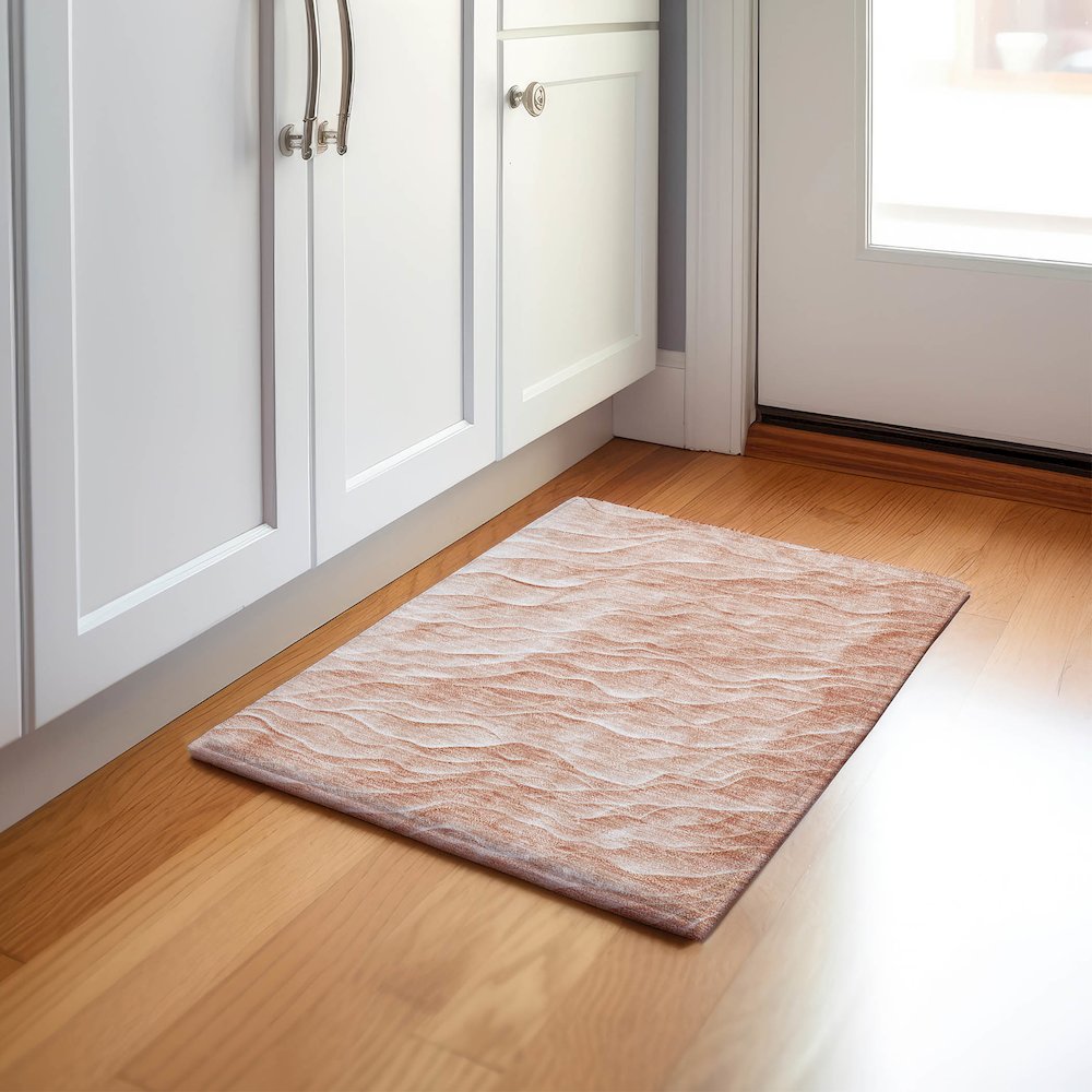 Machine Washable Indoor/Outdoor Pacifica Coral 1'8" x 2'6" Rug. Picture 5