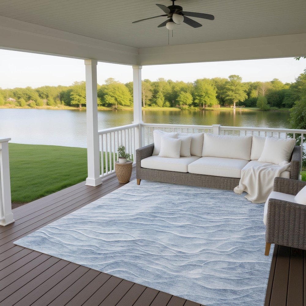 Machine Washable Indoor/Outdoor Pacifica Denim 2'6" x 3'10" Rug. Picture 6