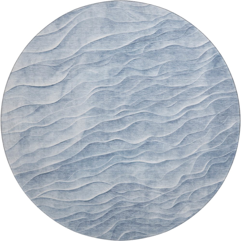 Machine Washable Indoor/Outdoor Pacifica Denim 8' x 8' Round Rug. Picture 1