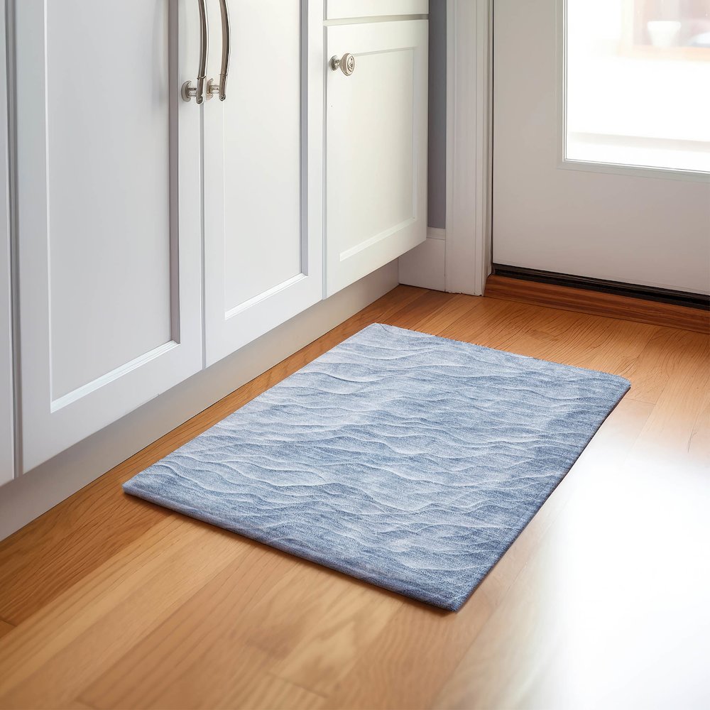 Machine Washable Indoor/Outdoor Pacifica Denim 1'8" x 2'6" Rug. Picture 5
