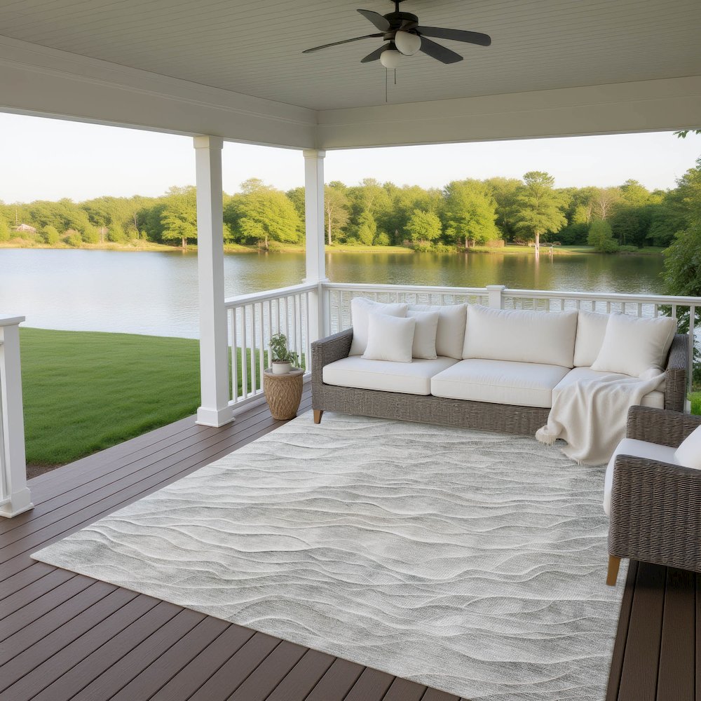 Machine Washable Indoor/Outdoor Pacifica Taupe 2'6" x 3'10" Rug. Picture 6