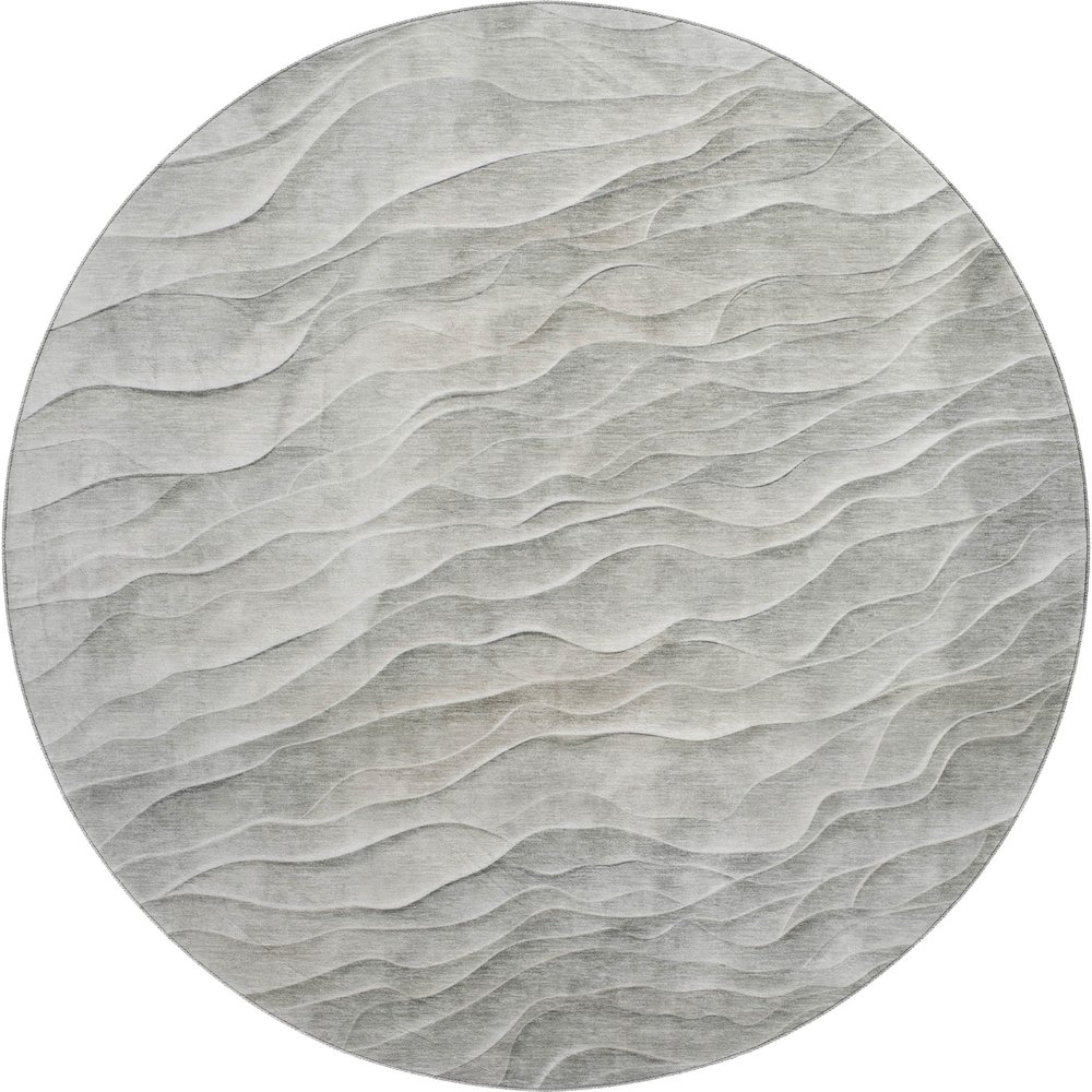 Machine Washable Indoor/Outdoor Pacifica Taupe 8' x 8' Round Rug. Picture 1