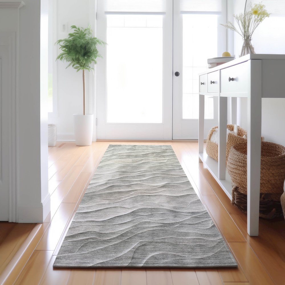 Machine Washable Indoor/Outdoor Pacifica Taupe 2'3" x 7'6" Runner Rug. Picture 5